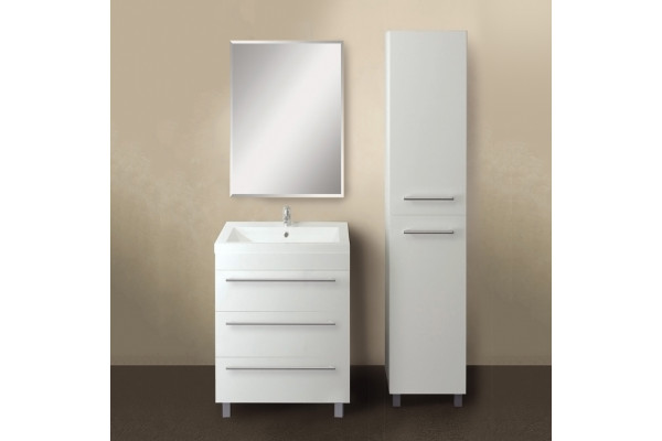Тумба для комплекта 1MarKa Соната 58Н с 3 ящиками, белый глянец, с доводчиками, ручки хром