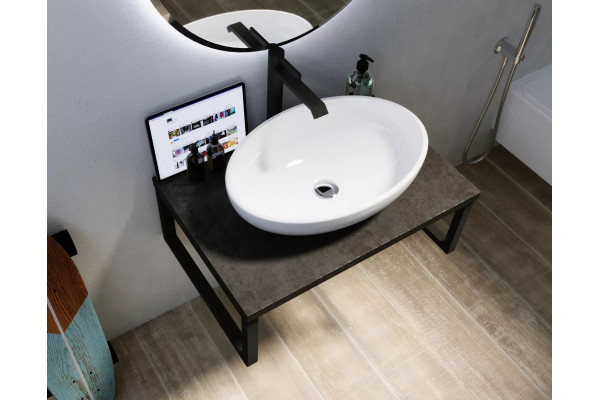 Столешница с раковиной 1MarKa Grunge Loft 80 бетон темно-серый в современном стиле