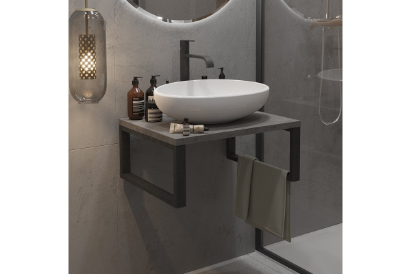 Столешница с раковиной 1MarKa Grunge Loft 60 бетон темно-серый