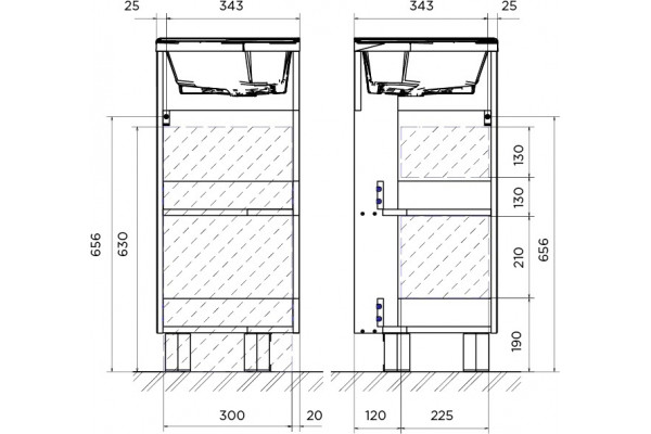 Тумба с раковиной 1MarKa Penta 37x37 белый глянец, напольная, угловая