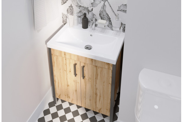 Мебель для ванной 1MarKa Grunge Loft 70Н дуб Вотан с дверками, матовая