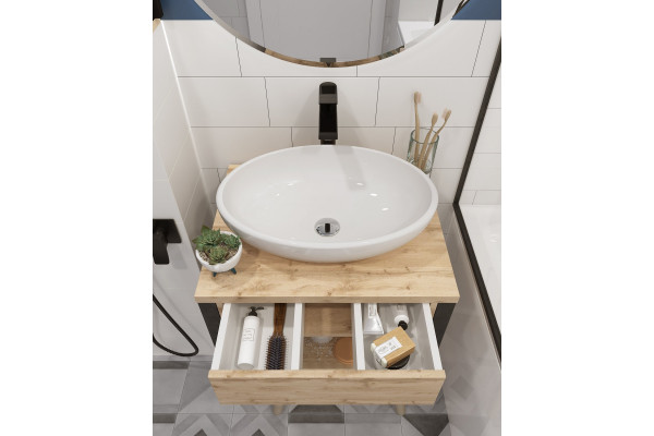 Мебель для ванной 1MarKa Grunge Loft 60П дуб Вотан подвесная, с ящиками
