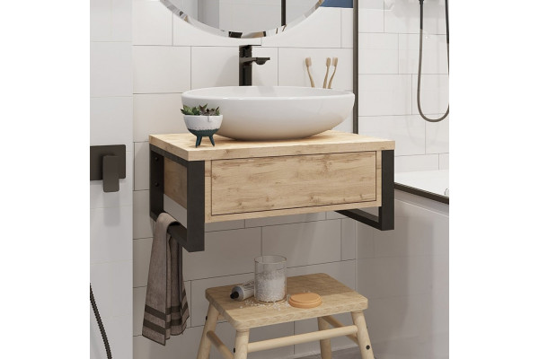 Тумба для комплекта 1MarKa Grunge Loft 60П дуб Вотан подвесная, с ящиками