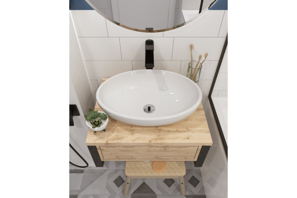 Тумба для комплекта 1MarKa Grunge Loft 60П дуб Вотан подвесная, с ящиками