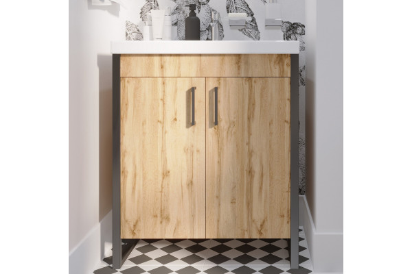 Тумба с раковиной 1MarKa Grunge Loft 70Н дуб Вотан, с дверками, матовая