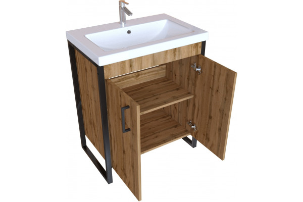 Тумба с раковиной 1MarKa Grunge Loft 70Н дуб Вотан, с дверками, матовая