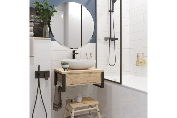 Тумба с раковиной 1MarKa Grunge Loft 60П дуб Вотан, подвесная, с ящиками