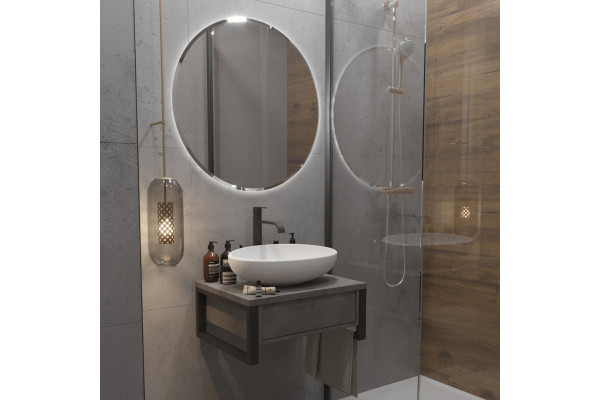 Тумба с раковиной 1MarKa Grunge Loft 60П бетон темно серый, подвесная, с ящиками