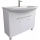 Тумба с раковиной 1MarKa Lina classic new 105 белый глянец, с дверками и ящиком, с доводчиками, ручки хром