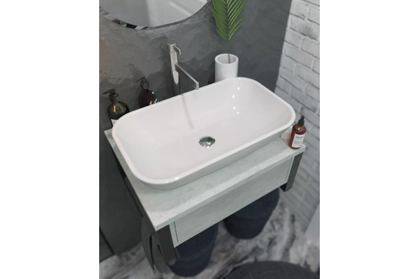 Тумба с раковиной 1MarKa Grunge Loft 60П бетон светлый, подвесная, с ящиками