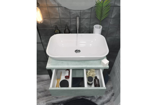 Тумба с раковиной 1MarKa Grunge Loft 60П бетон светлый, подвесная, с ящиками
