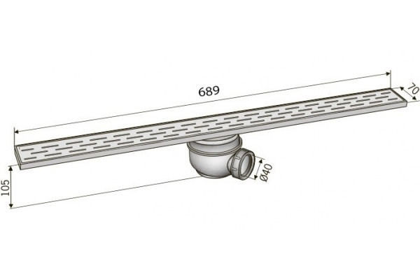 Душевой лоток ACO Showerdrain 405718 с решеткой, хром, в пол около стены