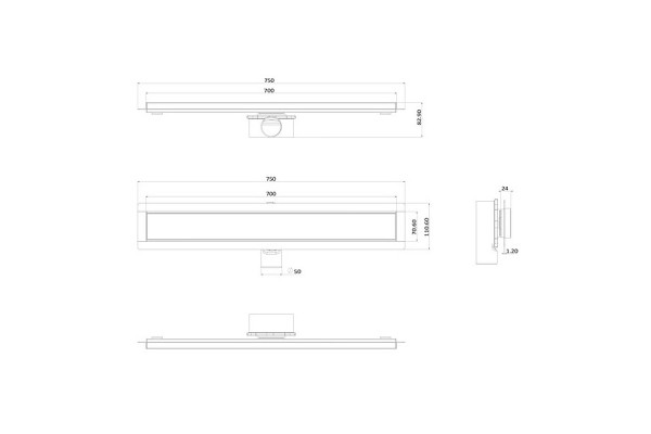 Душевой лоток ALMAes Laguna 70 LG70WH с Белой решеткой, белый, выпуск боковой