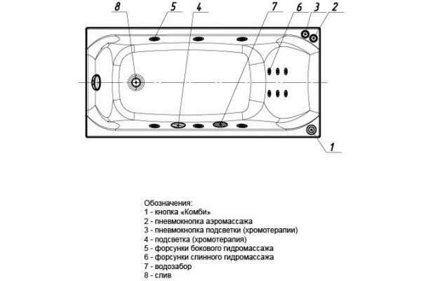 Альфа 170 гидромасс.ПН с фр.экр. (слив слева)