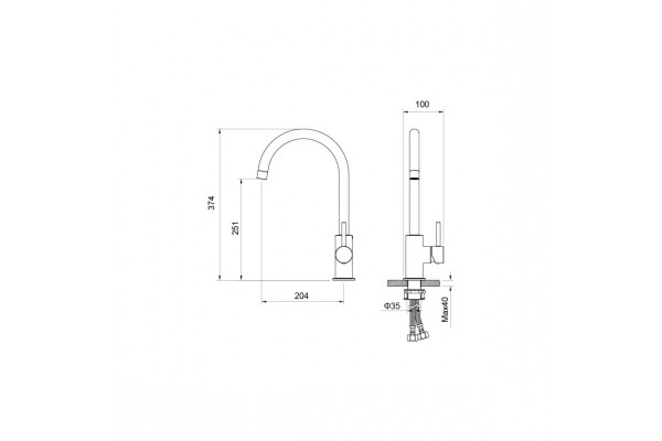 Смеситель для кухни AQUATEK ЕВРОПА, хром AQ1382CR