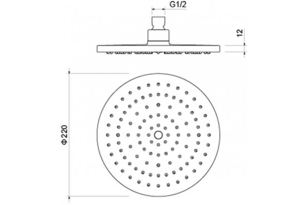 Верхний душ AQUATEK, круглый, 220*12 мм, матовый черный AQ2086MB