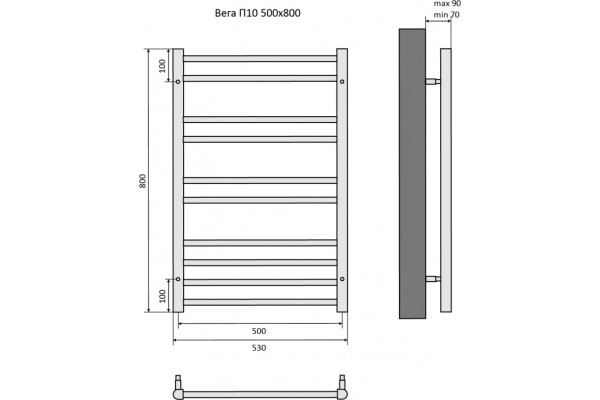Полотенцесушитель водяной Aquatek Вега П10 500х800