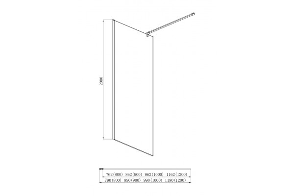 AQ WIW 08020CH Душевая перегородка Walk in с держателем 800x2000 профиль хром, стекло прозрачное