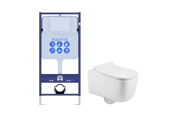 SET AQUATEK ЛУГАНО (рама AQUATEK Standard INS-0000012(без клавиши и крепежа)+унитаз ЛУГАНО AQ2002-00 с тонким сиденьем soft-close