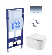 SET AQUATEK ОБЕРОН T KDI18 (рама AQUATEK Standard INS-0000012 с клавишей KDI-0000018 и крепежом KKI-0000002+унитаз ОБЕРОН AQ1365T-00 с тонким сиденьем