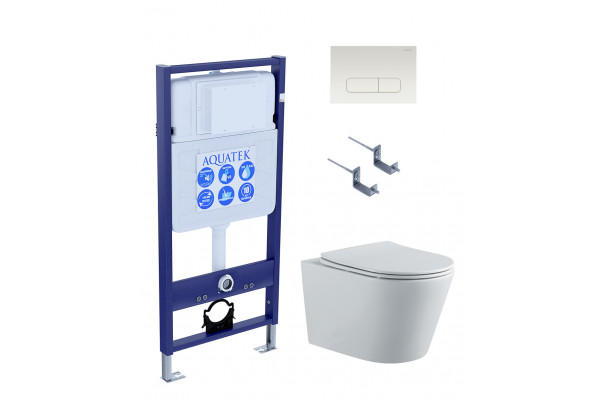 SET AQUATEK ВЕГА-1905-013 (рама AQUATEK Standard INS-0000012 с клавишей KDI-0000013 и крепежом KKI-0000002+унитаз ВЕГА AQ1905-00 с тонким сиденьем sc