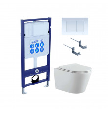 Set AQUATEK ВЕГА (рама AQUATEK Standard INS-0000012 с звукоиз.прокладкой+крепеж KKI-0000002+кнопкаKDI-0000009+унитаз ВЕГА AQ1905-00 с крышкой-сиденьем