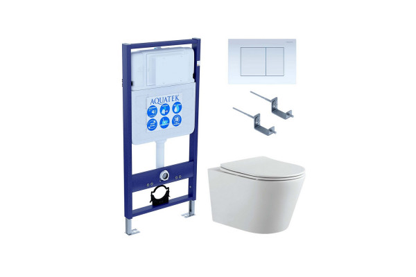 Set AQUATEK ВЕГА (рама AQUATEK Standard INS-0000012 с звукоиз.прокладкой+крепеж KKI-0000002+кнопкаKDI-0000009+унитаз ВЕГА AQ1905-00 с крышкой-сиденьем