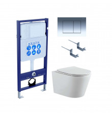 Set AQUATEK ВЕГА (рама AQUATEK Standard INS-0000012 с звукоиз.прокладкой+крепеж KKI-0000002+кнопкаKDI-0000010+унитаз ВЕГА AQ1905-00 с крышкой-сиденьем
