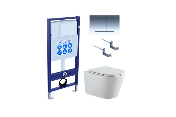 Set AQUATEK ВЕГА (рама AQUATEK Standard INS-0000012 с звукоиз.прокладкой+крепеж KKI-0000002+кнопкаKDI-0000010+унитаз ВЕГА AQ1905-00 с крышкой-сиденьем