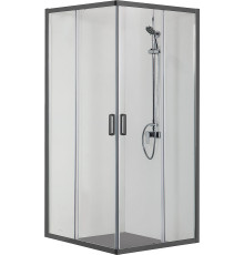 AQ ARI KV 09020BL Душевой уголок квадратный, двери раздвижные 900x900x2000 профиль черный, стекло прозрачное