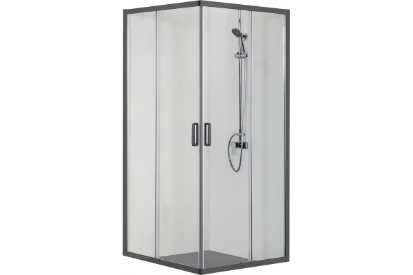 AQ ARI KV 09020BL Душевой уголок квадратный, двери раздвижные 900x900x2000 профиль черный, стекло прозрачное