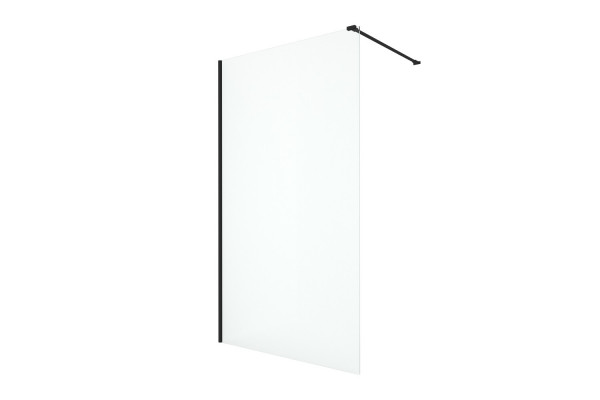 AQ WIW 14020BL Душевая перегородка Walk in с держателем 1400x2000 профиль черный, стекло прозрачное