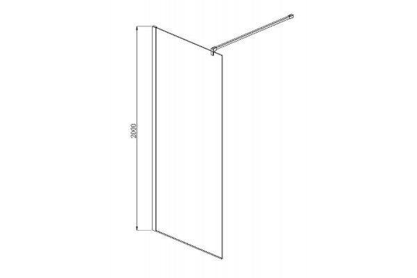 AQ WIW 14020BL Душевая перегородка Walk in с держателем 1400x2000 профиль черный, стекло прозрачное