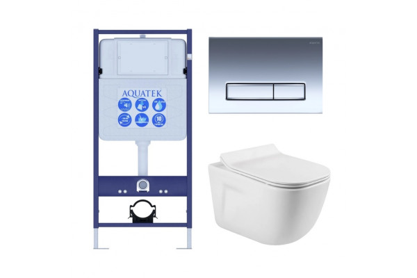 Унитаз с инсталляцией SET AQUATEK ДИВА (инсталляция, подвесной унитаз ДИВА AQ2012-00, сиденье, клавиша KDI-0000023, крепеж)