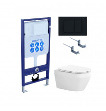 Set AQUATEK ЛЕЯ (рама AQUATEK Standard INS-0000012 с звукоиз.прокладкой+крепеж KKI-0000002+кнопкаKDI-0000012+унитаз ЛЕЯ AQ1199-00 с крышкой-сиденьем