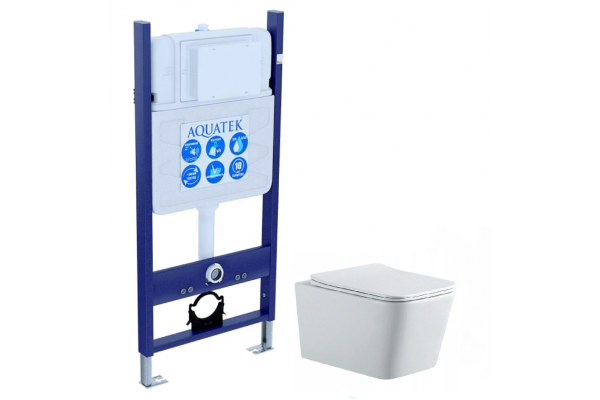 SET AQUATEK ЛИБРА N-14: Рама AQUATEK Standard INS-0000014 без клавиши и крепежа + Унитаз ЛИБРА New AQ0530N-00 с тонким сиденьем soft-close