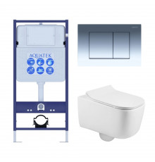 SET AQUATEK ЛУГАНО 4в1 (рама AQUATEK Standard INS-0000012+ кркпеж KKI-0000002+клавиша KDI-0000010+унитаз ЛУГАНО AQ2002-00 с тонким сиденьем soft-close