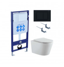 Set AQUATEK ВЕГА (рама AQUATEK Standard INS-0000012 с звукоиз.прокладкой+крепеж KKI-0000002+кнопкаKDI-0000012+унитаз ВЕГА AQ1905-00 с крышкой-сиденьем