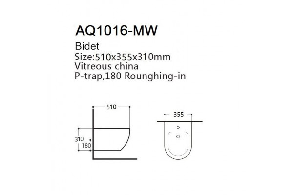 AQ1016-MW ЕВРОПА Биде подвесное 510*355*311, цвет белый матовый