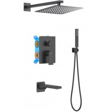 Душевой комплект Set 4 в 1 AQUATEK ЛИРА, матовый черный AQ1473MB