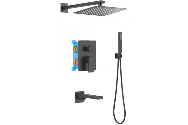 Душевой комплект Set 4 в 1 AQUATEK ЛИРА, матовый черный AQ1473MB