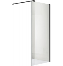 AQ WIW 09020BL Душевая перегородка Walk in с держателем 900x2000 профиль черный, стекло прозрачное