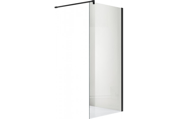 AQ WIW 09020BL Душевая перегородка Walk in с держателем 900x2000 профиль черный, стекло прозрачное