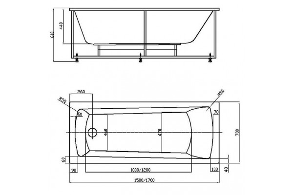 Акриловая ванна AQUATEK Либра 150x70 NEW LIB150N-0000030 с упаковкой