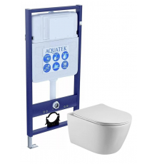 Комплект: унитаз с инсталляцией AQUATEK Standard Set AQUATEK БЕТТА с тонким сиденьем soft-close