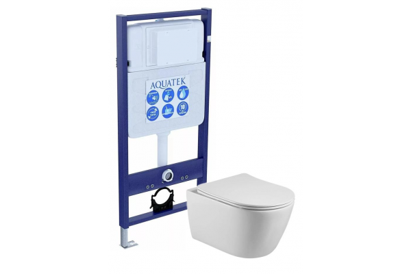 Комплект: унитаз с инсталляцией AQUATEK Standard Set AQUATEK БЕТТА с тонким сиденьем soft-close