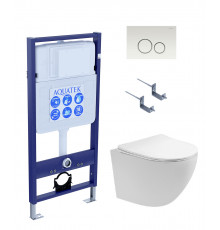 SET AQUATEK ЕВРОПА T KDI15(рама AQUATEK Standard INS-0000012 с клавишей KDI-0000015 и крепежом KKI-0000002+унитаз AQ1900T-00 с тонким сиденьем sc)