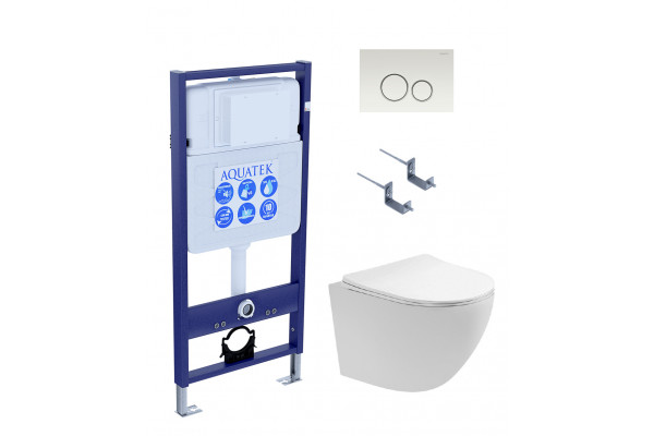 SET AQUATEK ЕВРОПА T KDI15(рама AQUATEK Standard INS-0000012 с клавишей KDI-0000015 и крепежом KKI-0000002+унитаз AQ1900T-00 с тонким сиденьем sc)