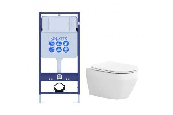 SET AQUATEK ЛЕЯ (рама AQUATEK Standard INS-0000012(без клавиши и крепежа)+унитаз ЛЕЯ AQ1199-00 с тонким сиденьем soft-close