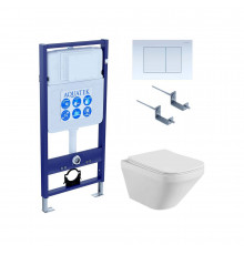 Set AQUATEK ЛИРА (рама AQUATEK Standard INS-0000012 с звукоиз.прокладкой+крепеж KKI-0000002+кнопкаKDI-0000009+унитаз ЛИРА AQ1155-00 с крышкой-сиденьем